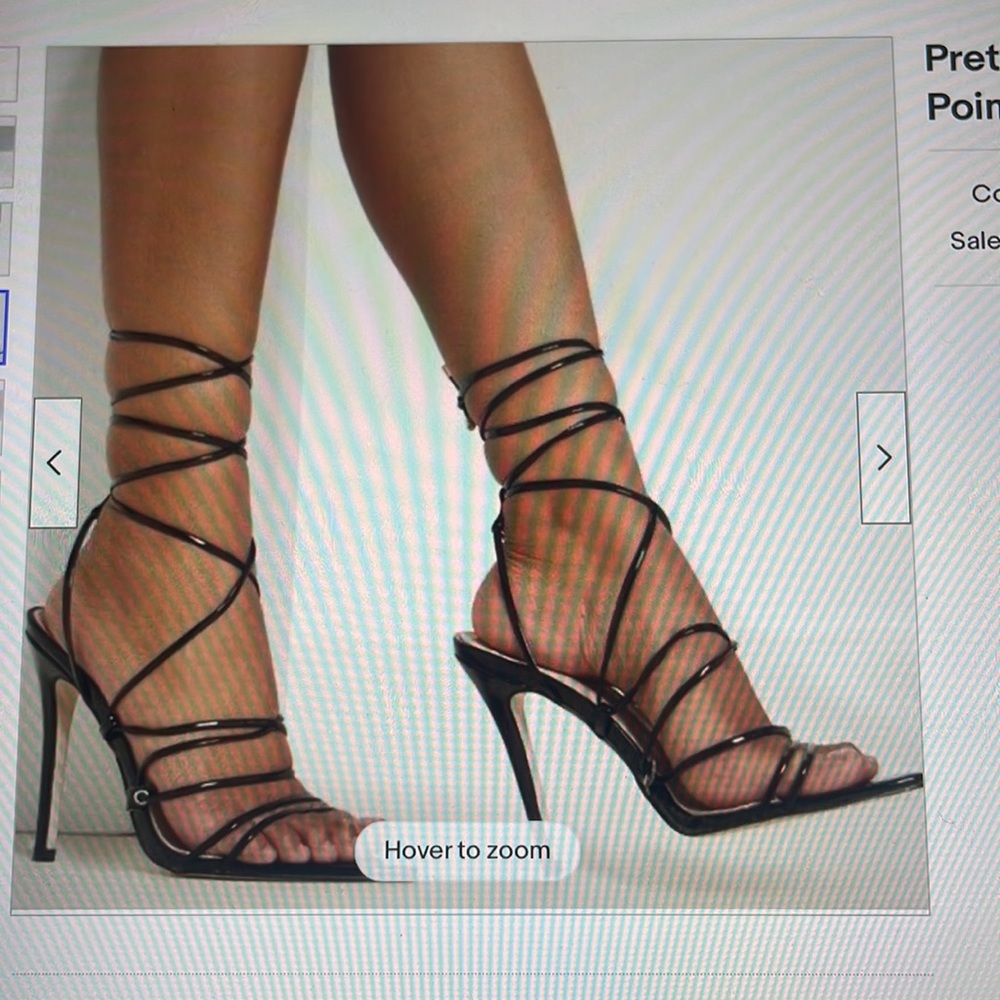 NWT Pretty Little Thing Black Gladiator Style Point Toe Sandals Size 38/7